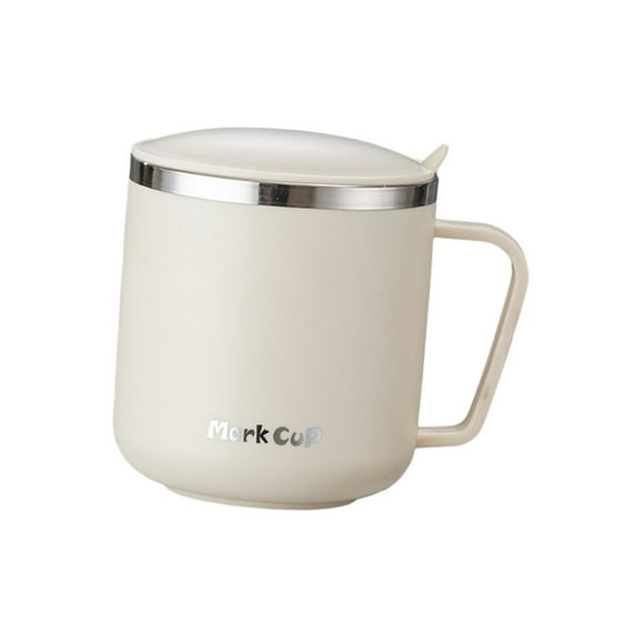 Tazas de café de acero inoxidable con tapa y asa, taza de café reutilizable con aislamiento térmico, taza de agua del té para barbacoa, pesca, viaje, Beige Soledad Taza de café