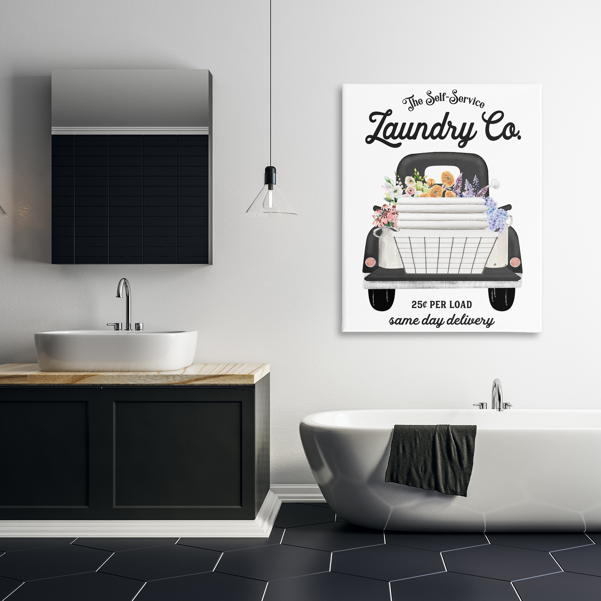 Laundry Service Truck Canvas Wall Art, design by Lettered and Lined