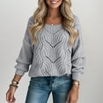 thumbnail image 2 of Gyexs Sweaters for Women Fashion 2025 Crewneck Cute Elegant Soft Long Sleeve Hollow Warm Knit Pullover Tops Z02 Grey & Size M, 2 of 5
