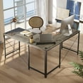 thumbnail image 2 of Bestier 95.2 inch L-Shaped Computer Desk with Monitor Stand Gray, 2 of 6