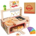 thumbnail image 1 of Juego de juguetes para pizza iLuckInsPri de madera, 68 piezas, para niños mayores de 3 años, 1 of 8