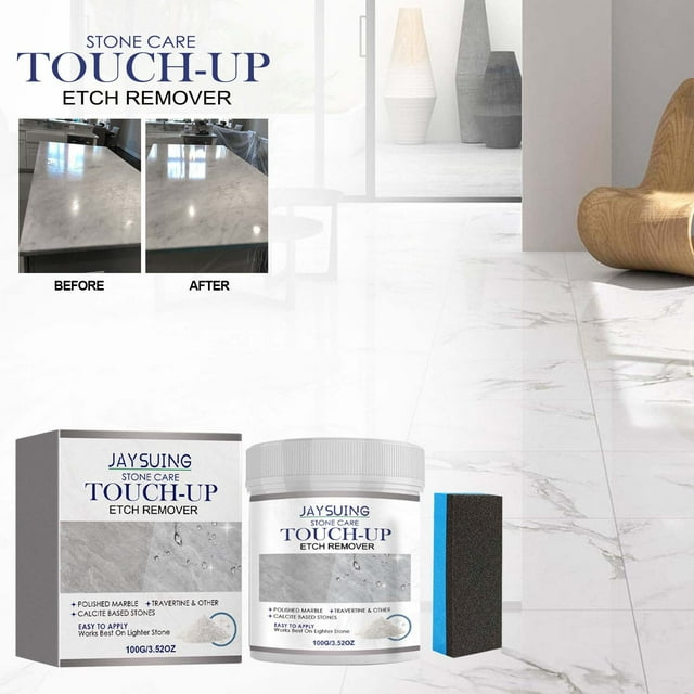 Microfiber Cloth Polishing Powder for Travertine Limestone Countertops | Removes Water Stains Etching Rings | Easy DIY Hand Application | Restore Stone Luster | 100g Cleaning Pack