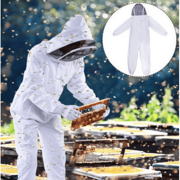 Traje antiabejas siamés transpirable, traje especial antipicaduras para atrapar abejas y miel, para traje de apicultor, gorra desmontable fácil de quitar, L