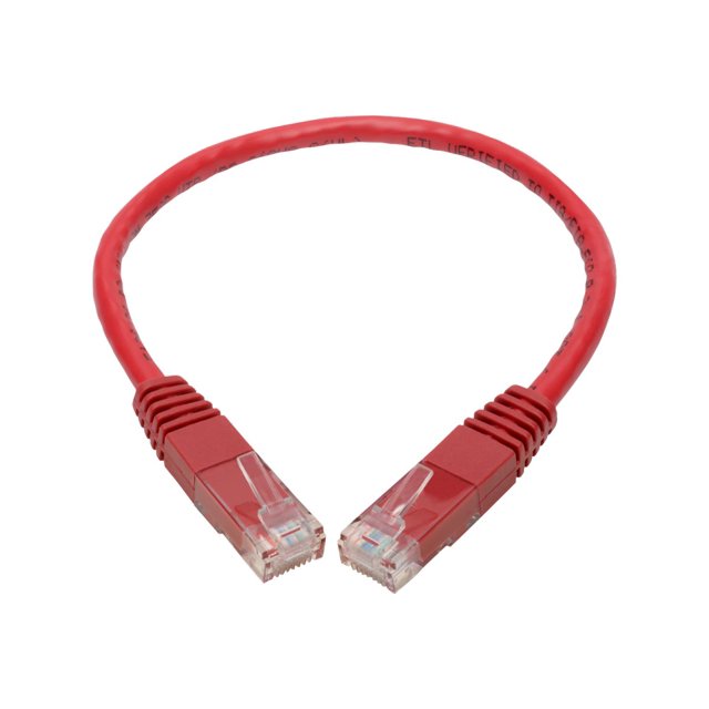 Eaton Tripp Lite Series Cat6 Gigabit Molded (UTP) Ethernet Cable (RJ45 M/M), PoE, Red, 1 Pieds (0.31 m) - Câble de Raccordement - RJ-45 (m) à RJ-45 (m) - 1 Pi - UTP - CAT 6 - IEEE 802.3ab/IEEE 802.5 - Moulé, Brin - Rouge