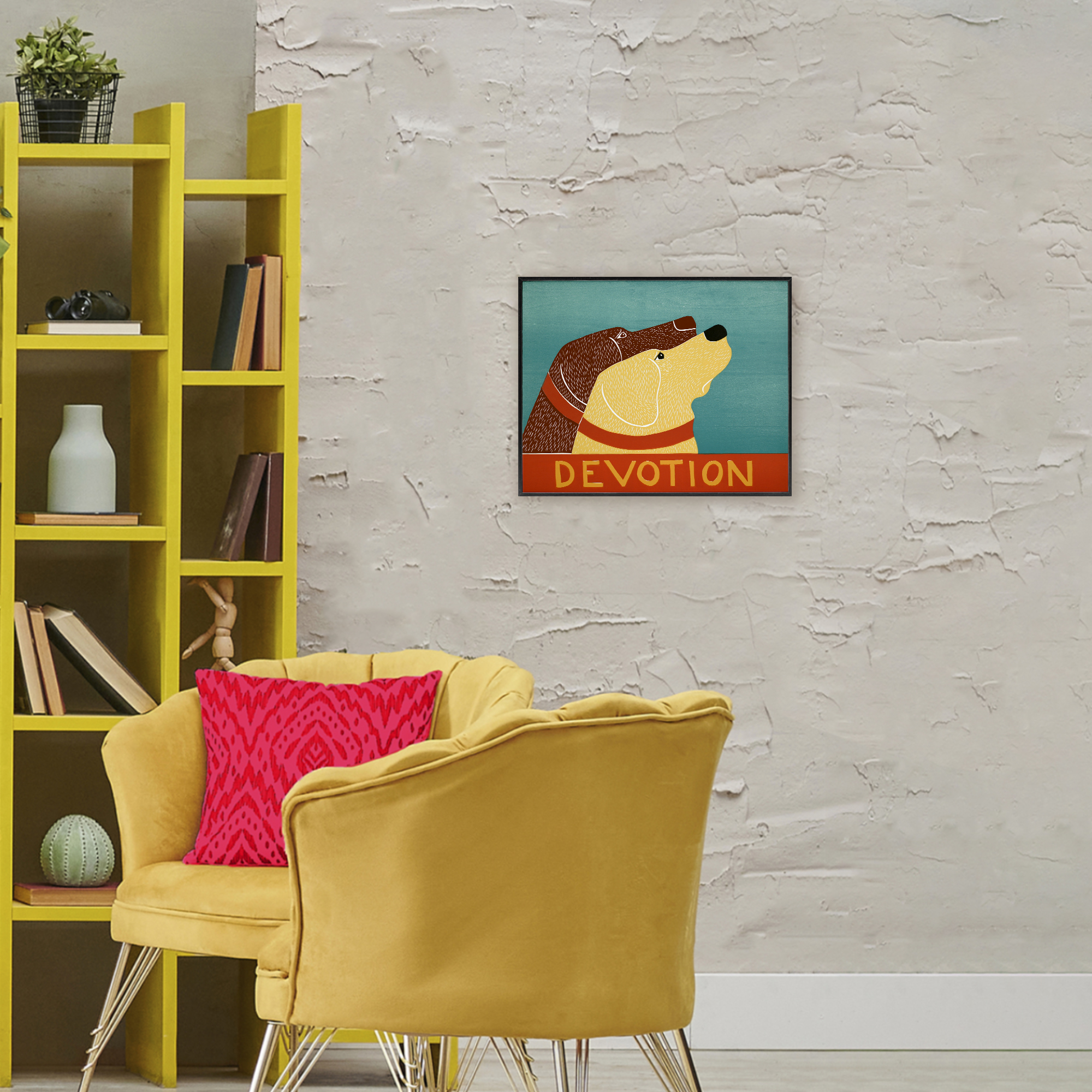 Devotion Dog Duo Black Framed Giclee Art, design by Stephen Huneck