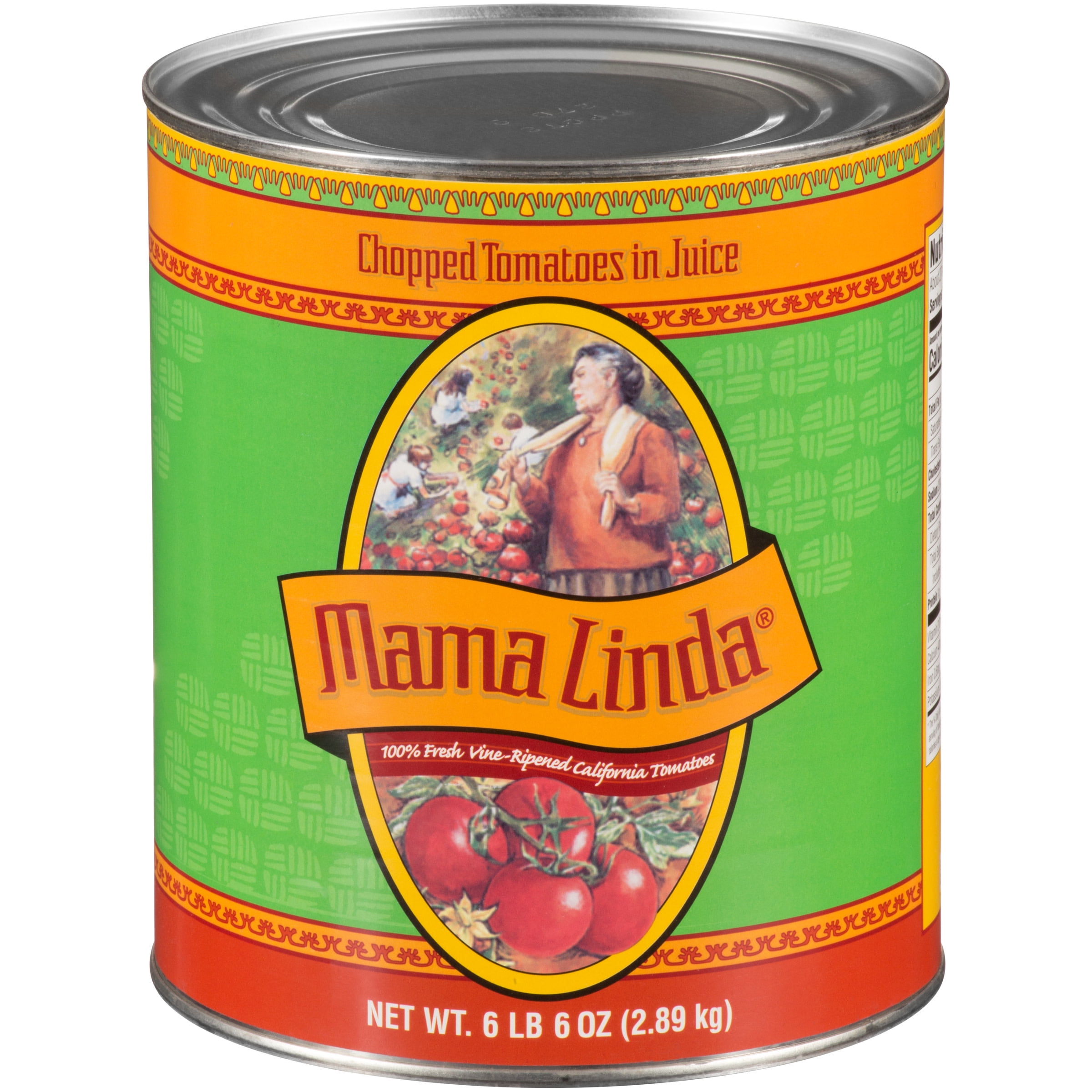 Mama Linda Chopped Tomatoes in Juice, 102 oz. Can, 6 Per Case