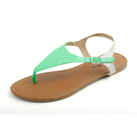 

New Starbay Brand Women s T-Strap Flats Sandals Mint/Beige Size 7