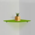 thumbnail image 4 of 6x6 Inch Floating Glass Shelves (Corner) With Chrome Brackets-Green, 4 of 6