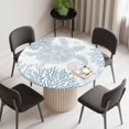 thumbnail image 2 of Blue Sea Turtle Round Fitted Tablecloth with Elastic Edge, Waterproof Table Cloth Table Cover for 55"-60" Tables, Coastal Coral Summer Beach Nautical Tablecloths for Dining Picnic Indoor Outdoor, 2 of 9