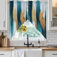 thumbnail image 4 of Abstract Teal Gold Kitchen Window Curtains, Swag Curtains Valance for Bedroom Living Room Bathroom, Green White Wall Art Textured Rod Pocket Window Treatment Curtain Block Drapes 2 Panels 36"x36", 4 of 9