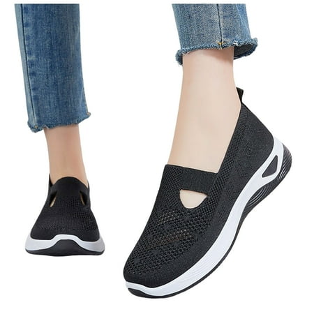 Mepaouo Women s Slip on Loafer Shoes Woven Orthopedic Breathable Running Shoes Diabetic Walking Shoes