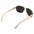 thumbnail image 2 of Premium Vintage Wood Wooden Classic Mirrored Fashion Aviator Bamboo Pilot Style Sunglasses Black Frame with Gray Lens, 2 of 5