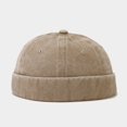 thumbnail image 1 of Gros Bonnet Docker Délavé Sans Bord Casquette Chapeau Sans Visière Couleur Unie Rétro Vintage Style de Rue Printemps Automne Extérieur Kaki Taille Unique, 1 of 6
