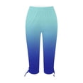thumbnail image 5 of SMihono Clearance Printed Cropped Capri Pants Womens Plus Skinny Slim Fit Female Casual Outwear Womens Summer Drawstring for Women Tops Blue M, 5 of 5