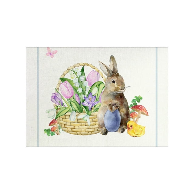 Binwennn Easter Bunny Egg Placemats Are Practical Beautiful And For Easter Decorations round Plate Mat Set 4 round Table Kitchen Set Dining Table Mats Dinner Table Mats for 4 Kitchen Plate Mat Set
