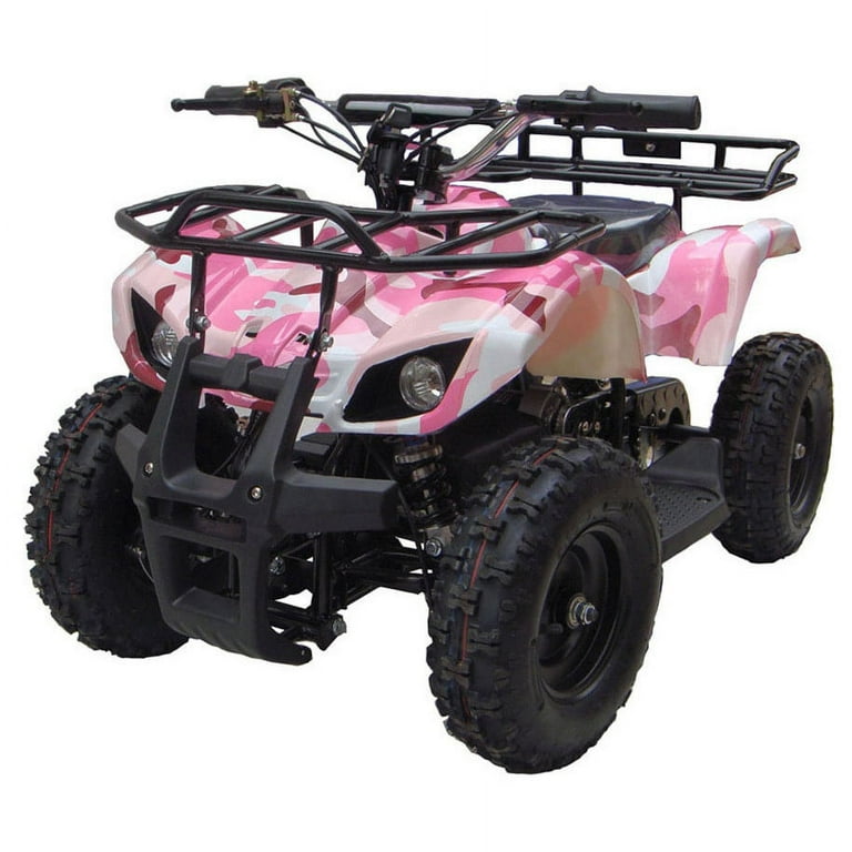 MotoTec 24V Kids Battery Powered ATV Four Wheeler V4 Camo Pink