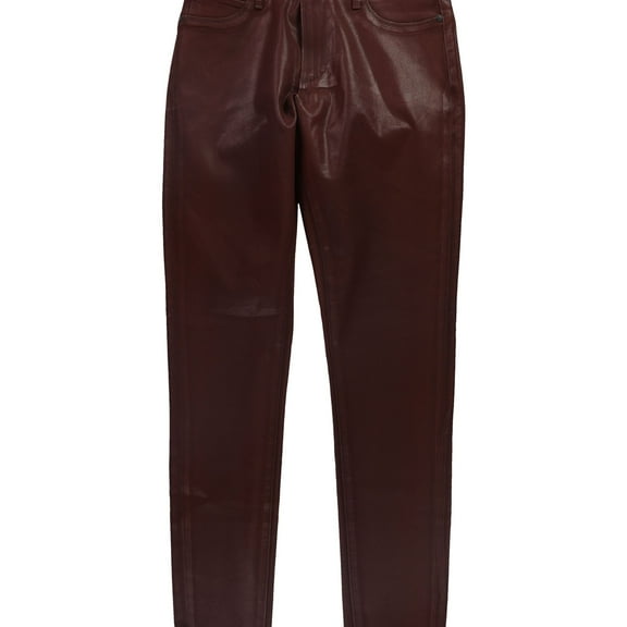 Articles of Society Womens Raw Hem Coated Skinny Fit Jeans, Brown, 26