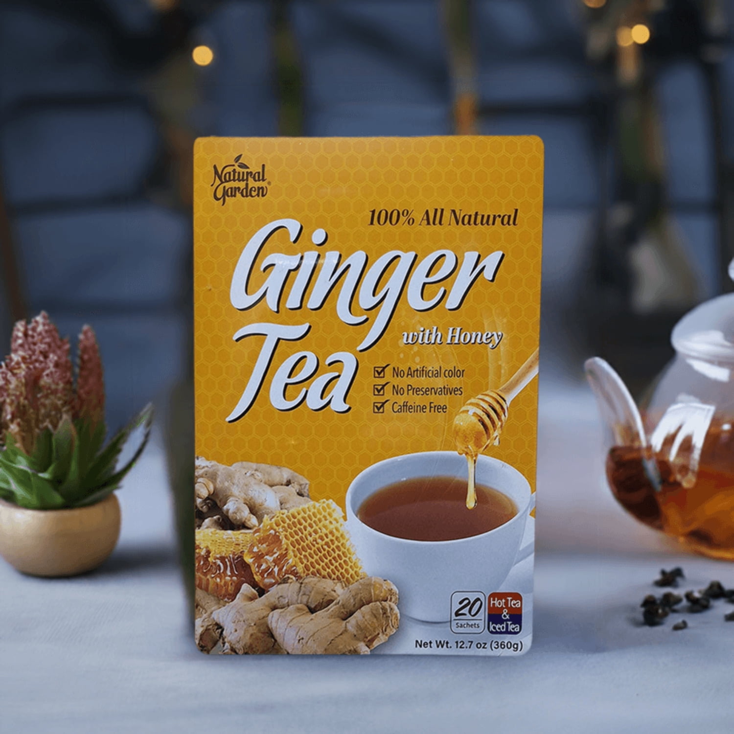 Natural Garden 100% All Natural Ginger Tea with Honey, 1 Box with