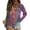 Multicolor #043, variant on Mardi Gras Shirts Womens Sequins Mask Print V Neck Blouse Carnival Long Sleeve Party T Shirts Purple Pink 3XL
