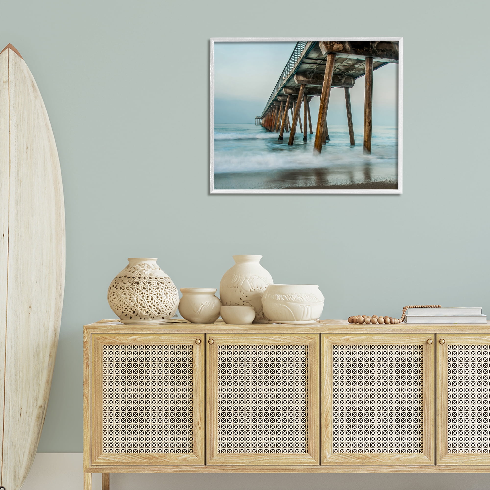 Stupell Industries Summer Dock Splashes Landscape Photography White Framed Art Print Wall Art, 30 x 24
