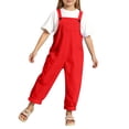 thumbnail image 1 of WENXIAOO Combinaisons pour Petites Filles Combinaisons Décontractées pour l'École Combinaisons Rouges avec Poches pour Usage Quotidien Vêtements pour Adolescentes Tendance 6-7 Ans, 1 of 5