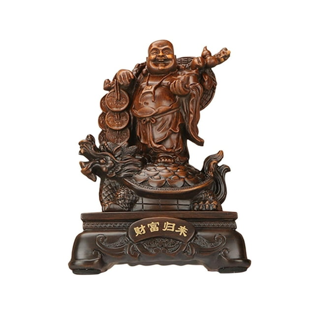 Estatua de Buda sentado Estatuilla de Buda riéndose Ornamento Resina antigua sonriente Feng Shui Estatua de Buda chino Escultura de Buda para interior Estilo B perfecl Estatua de Buda