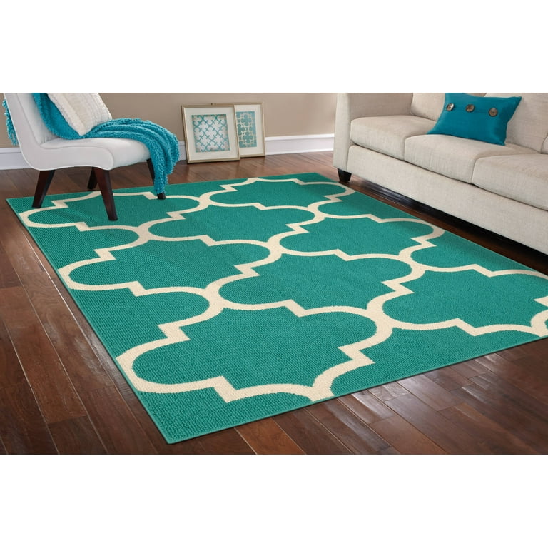 Garland Rug Quatrefoil 8 ft. x 10 ft. Large Area Rug Teal/Ivory -  Walmart.com