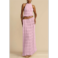 thumbnail image 4 of Conjunto de Dos Piezas de Falda Larga para Mujer, con Cuello Halter, Espalda Descubierta y Falda Larga para Salir en la Playa. Conjunto de Dos Piezas. Rosa S, 4 of 7
