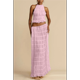thumbnail image 4 of Conjunto de Dos Piezas de Falda Larga para Mujer, con Cuello Halter, Espalda Descubierta y Falda Larga para Salir en la Playa. Conjunto de Dos Piezas. Rosa S, 4 of 7