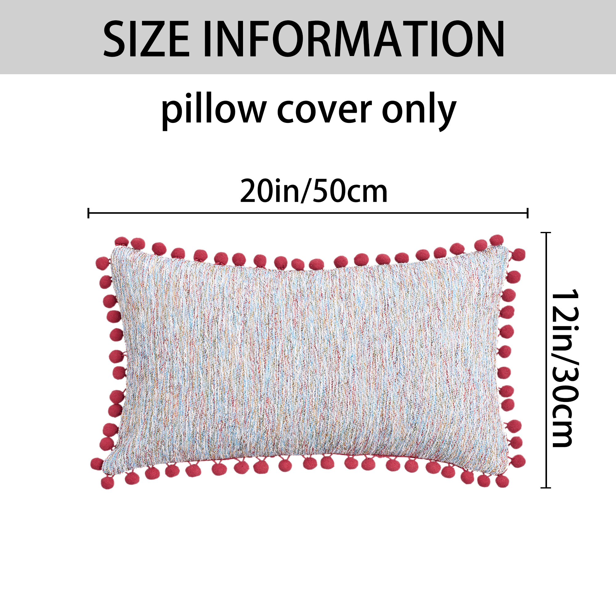 Unique Bargains Pack of 2 Chenille Throw Pillow Covers with Pom-poms 20" x 12" Purple
