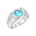 thumbnail image 3 of RYLOS Men's Rings Sterling Silver Cabochone Gemstone & Diamond Designer Blue Topaz Rings For Men Size 9, 3 of 7