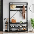 thumbnail image 1 of Ourlova Industrial Hall Tree Entryway Coat Rack, Shoe Bench with Hanging Bar, 8 Hooks, Large Storage, Grey, 1 of 7