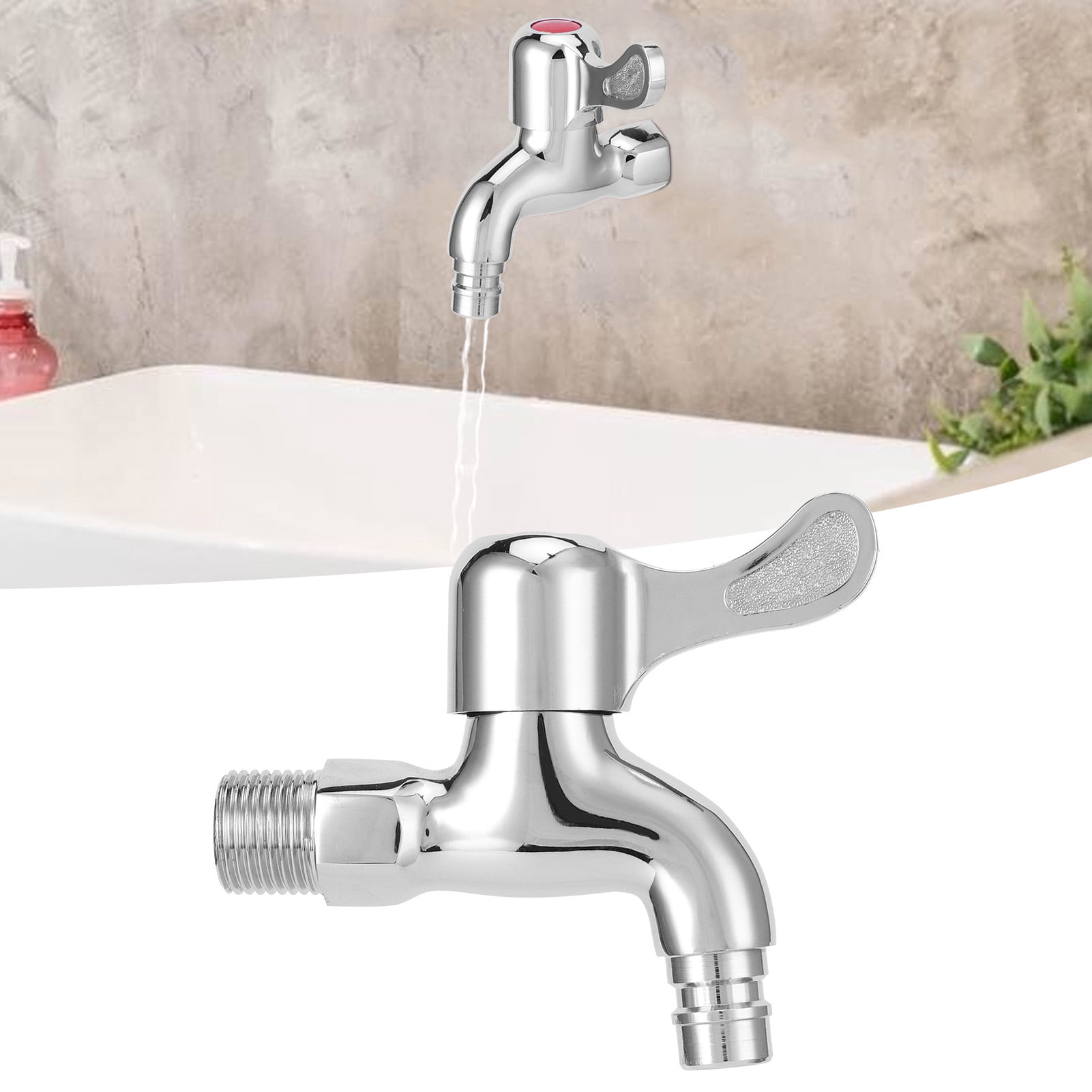 Zerodis Wall Mount Washing Machine Faucet Single Cold Water Tap /2 Inch Male Thread Laundry Bathroom Bibcock Faucet Balcony Tap
