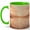 Green, variant on Soft Sunset Lake Coffee Mug, Warm Mountain Watercolor Landscape Design, 11 oz Ceramic Cup