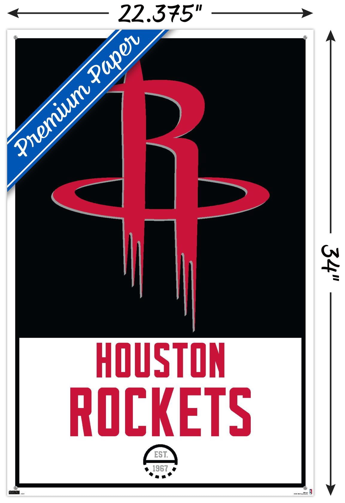 NBA Houston Rockets - Logo 21 Wall Poster with Pushpins, 22.375" x 34"