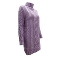 thumbnail image 3 of VISgogo Vestido de punto de otoño para mujer, vestido de suéter corto ajustado de cuello alto de manga larga de jacquard torcido de color sólido VISgogo  moda, 3 of 6