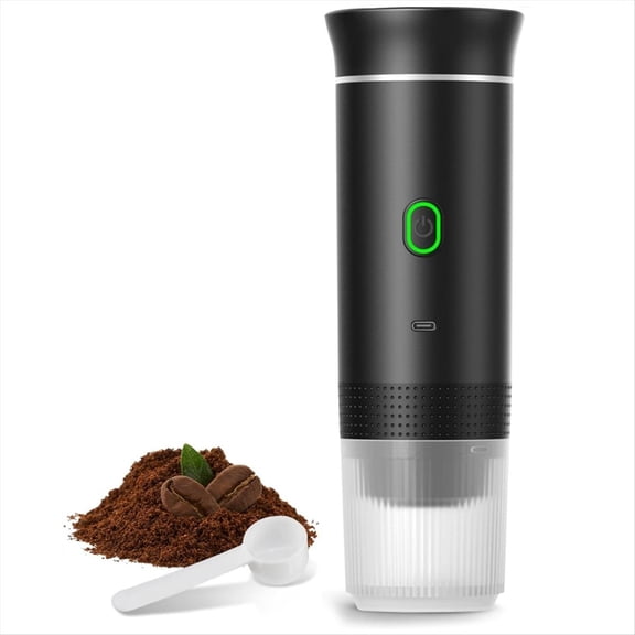 Wireless Electric Portable Espresso Coffee Machine Camping Coffee Maker Capsule Powder Travel Coffee Maker Black,1 * portable coffee maker 1 * usb cable 1 * spoon,Black