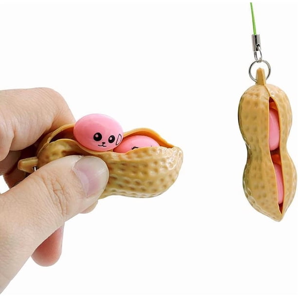 llaveros de cacahuete para niños, cacahuetes exprimidos, bonitos juguetes antiestrés, juguetes sensoriales suaves para niños y adultos, para teléfonos móviles, llaves, mochilas, regalo.