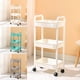 thumbnail image 1 of Organizador rodante de 3 niveles para carrito de cocina | Estantería de plástico con reposabrazos, diseño ventilado, ruedas fáciles de mover, blanco gris verde, 38x26x80cm, almacenamiento, 1 of 6
