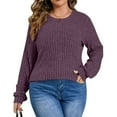 thumbnail image 5 of XUNKUSGA Plus Size Sweaters For Women Crewneck Long Sleeve Hem Slit Sweatshirt For Women Trendy Loose Ribbed Knit Pullover Going Out Tops For Women L-5XL, 5 of 8