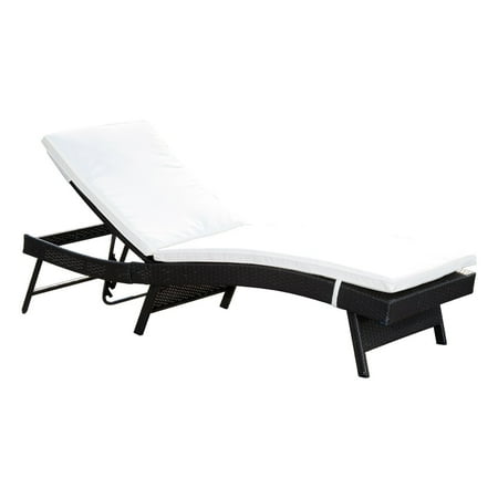 Outsunny Adjustable PE Rattan Chaise Lounge Chair