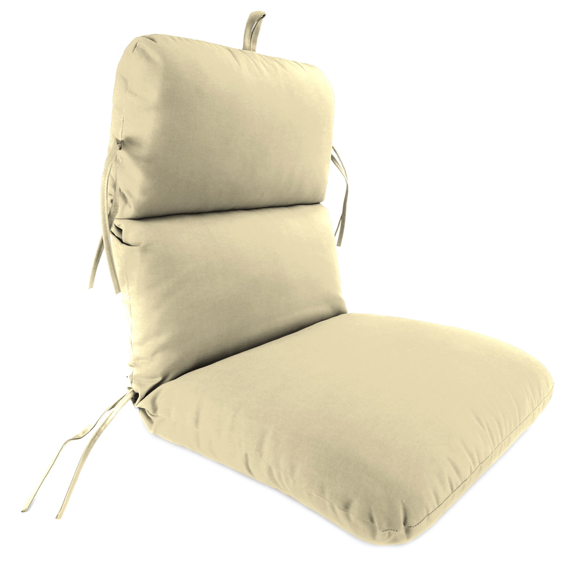 Jordan Manufacturing 45" x 22" Veranda Tan Solid Rectangular Outdoor Chair Cushion with Ties and Hanger Loop (2 Pack)