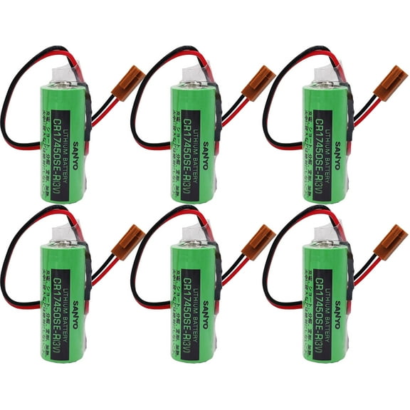 6 Pcs CR17450SE-R / A98L-0031-0012 3V 2500mah PLC Battery with Plug for FANUC 17*45.5mm