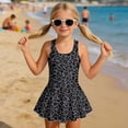 thumbnail image 3 of Xixirimido Black Leopard Cheetah Print Modest Girls’ Swimwear One Piece – Hawaiian Skirted Bathing Suit with Built-in Shorts, Sleeveless UPF 50+ Swimsuits, 10-11 Years, 3 of 7