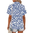 thumbnail image 5 of Womens Button Down Shirts Oversized Short Sleeve Floral Printed Blouses Casual Work Tops Drop Shoulder Outfit Clothes Button Down Shirt Women, 5 of 6