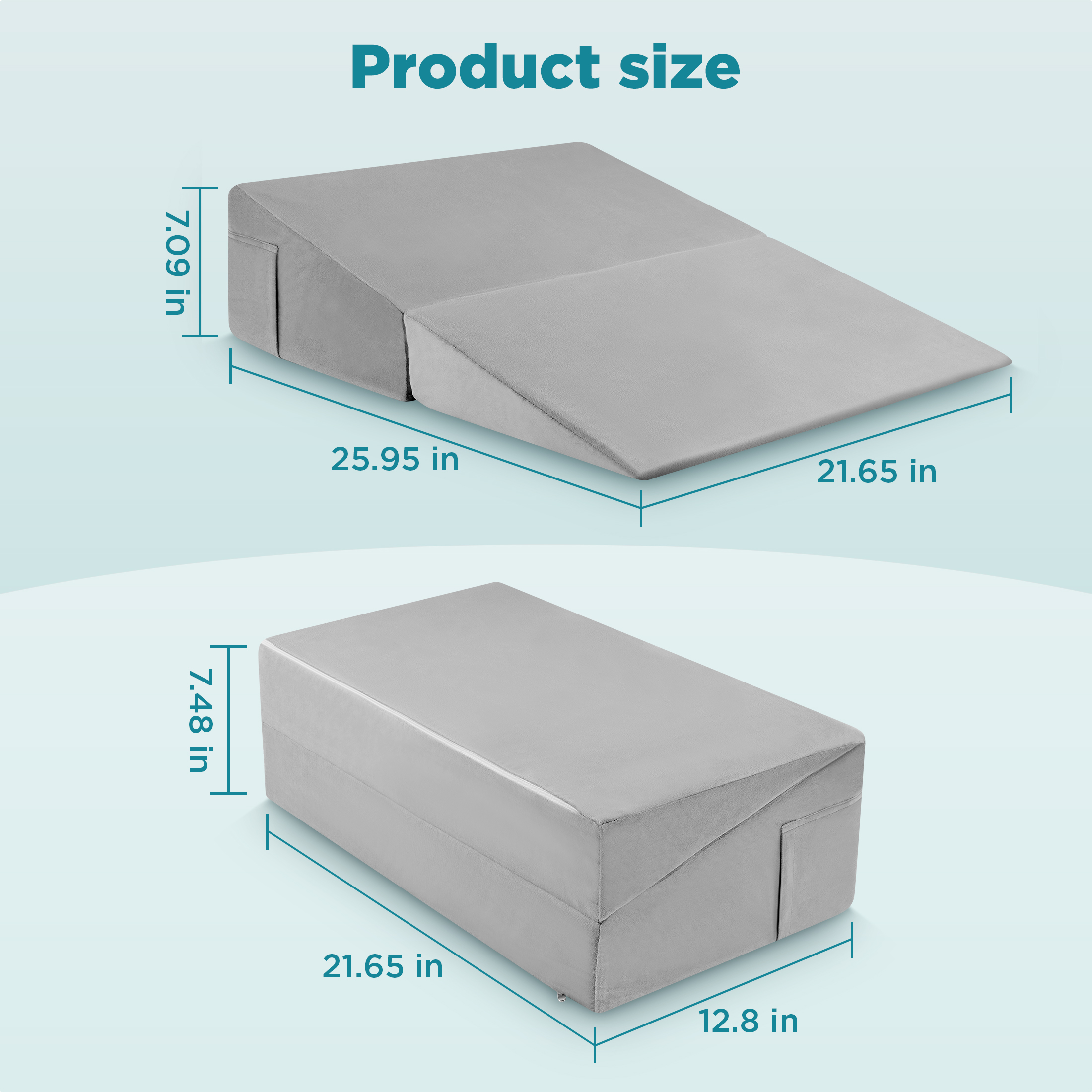 MOONORAH Wedge Pillow for Sleeping,Foldable Bed Wedge Pillow,Orthopedic Memory Foam Triangle Pillows Wedge, for Sleep Apnea, Acid Reflux, Heartburn, Back Pain Relief,Gray