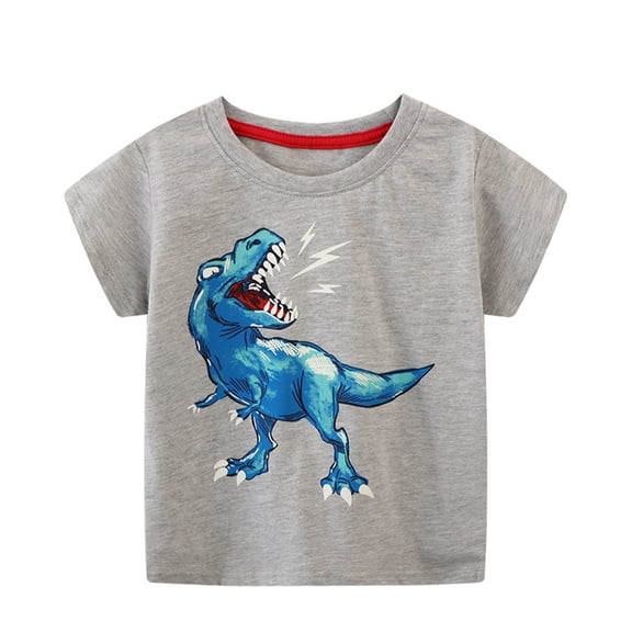 MXIEZI 2-8 Years old Baby Boys Summer T-Shirt for Toddler Kids Dinosaur Print Cotton Tees Tops Short Sleeve Crewneck Bottoming Shirt