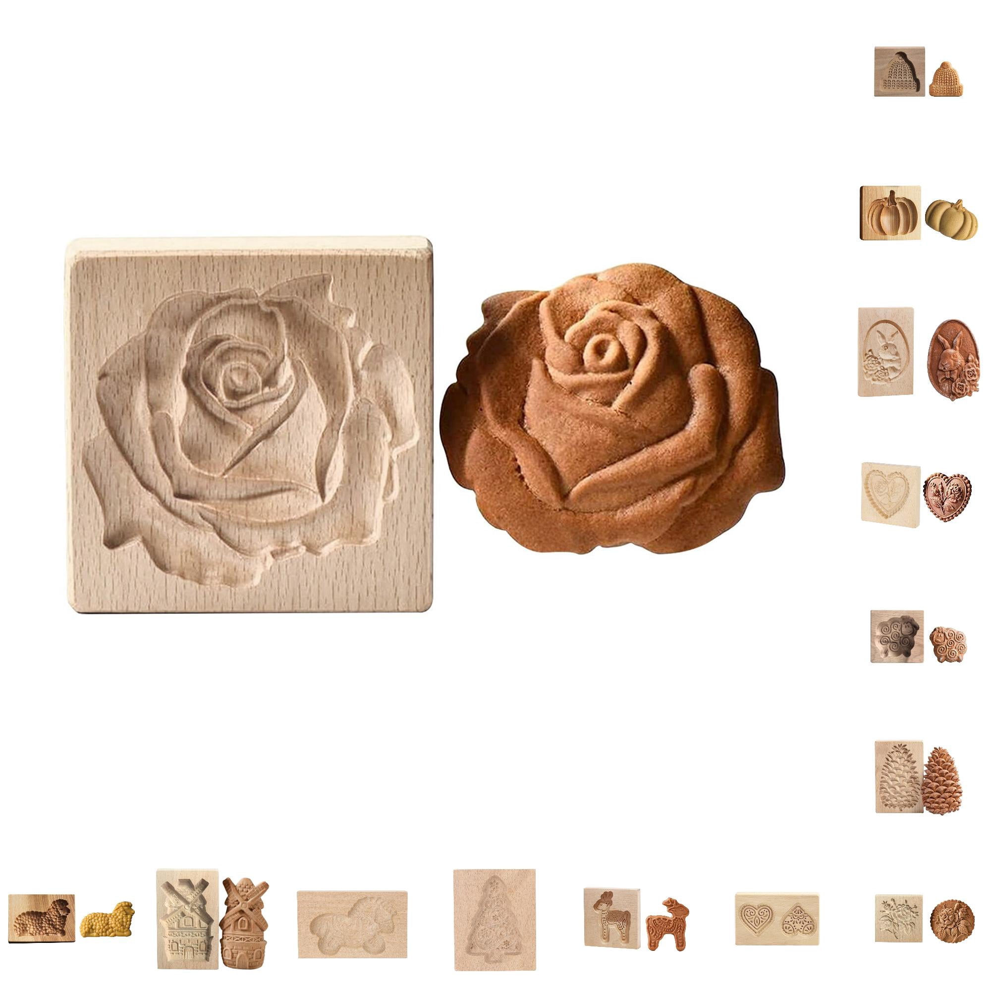 Adult Wooden Cookie Embossing Mould Set Baking Tool for Holiday Treats