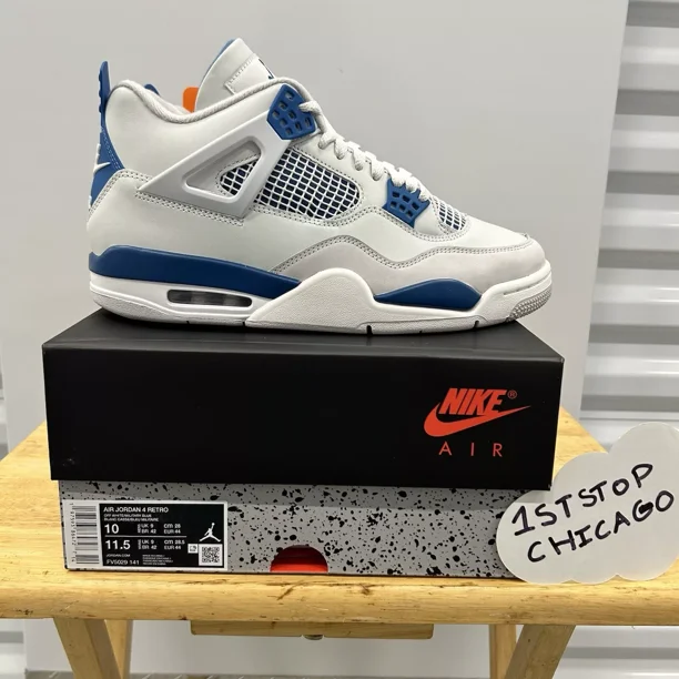 N I-K-E A i r-Jor-dan 4 Retro Military Blue 2024 Size 10 Mens FV5029-141 NEW Authentic
