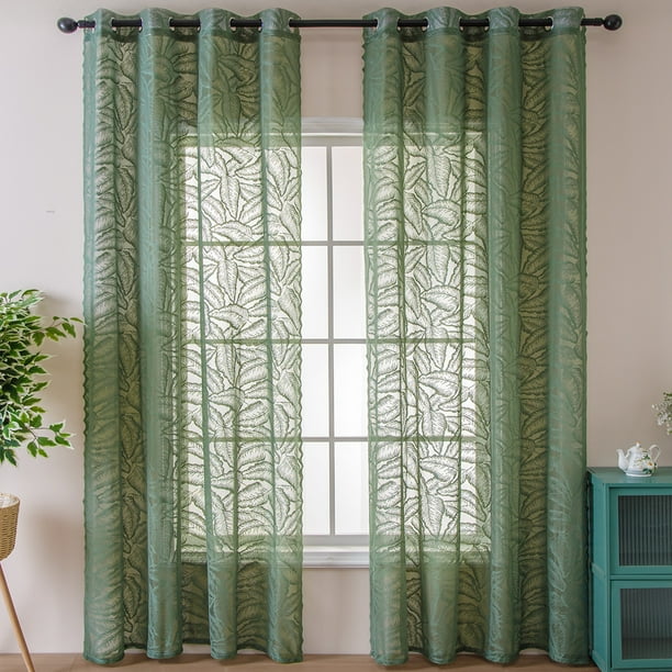 Nvzi Cortinas transparentes con textura para cubrir ventanas, paneles transparentes que aportan privacidad,sala de estar, patio, puerta de vidrio (2 piezas, 78,74 x 55,12 pulgadas, A09)